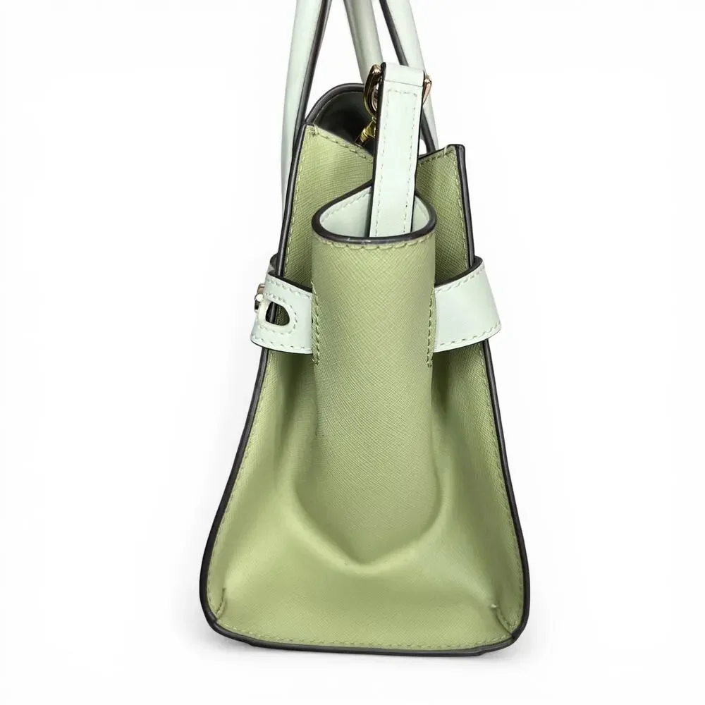 Michael Kors Carmen Medium Color-Block Belted Satchel Light Sage Mint - Picture 5 of 6